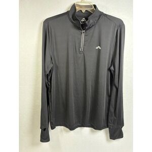 Crivit Quarter Zip Pullover Mens XL Black Polyester Lycra Athletic Thumbhole Top